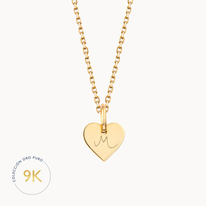 Collar personalizado mini corazón en oro de 9 kilates