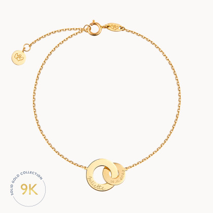 Personalised 9 Carat Gold Mini Intertwined Chain Bracelet merci maman