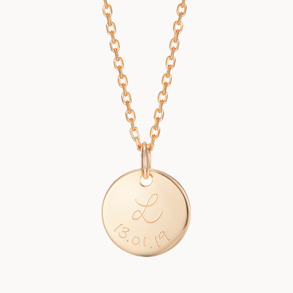 Personalised Initial & Date Necklace vergoldet merci maman