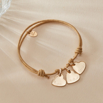 Pulsera personalizada Corazón con nombre baño de oro merci maman