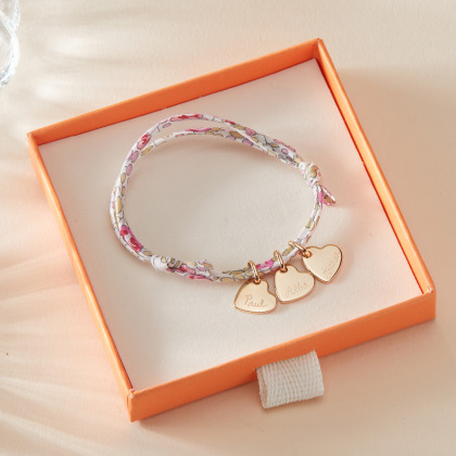 Bracciale personalizzato Cuore Liberty placcato in oro merci maman