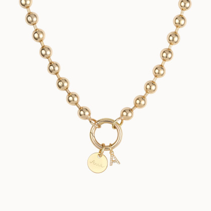 Collar personalizado pequeño de perlas doradas Amuleto de la Suerte baño de oro merci maman
