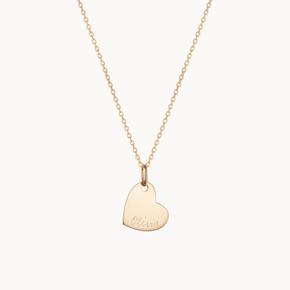 Collar personalizado corazón con nombre en oro de 9 kilates merci maman
