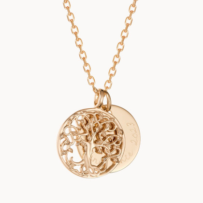 Personalised Tree of Life Pendant Necklace gold plated merci maman