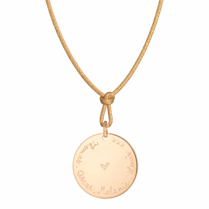 Personalised Large Disc Cord Necklace Merci Maman