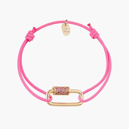 Personalised Pink Crystal Lucky Charm Name Braid Bracelet gold plated merci maman