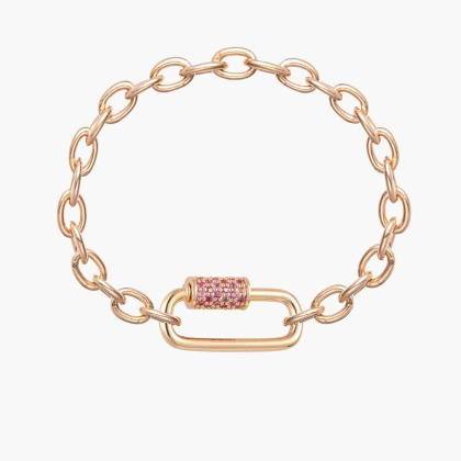Personalised Pink Crystal Lucky Charm Name Bracelet gold plated merci maman