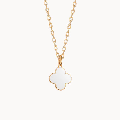 Personalised Enamel Clover Cross Necklace gold plated merci maman