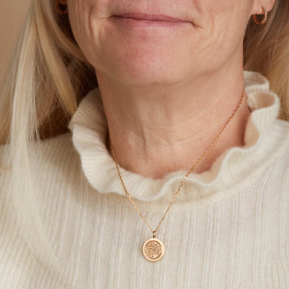 Personalisierte Baum des Lebens Medaillon Halskette vergoldet merci maman