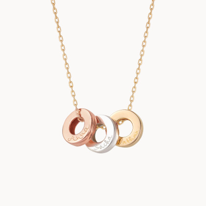 Personalisierte Unity Trio Halskette vergoldet sterlingsilber merci maman