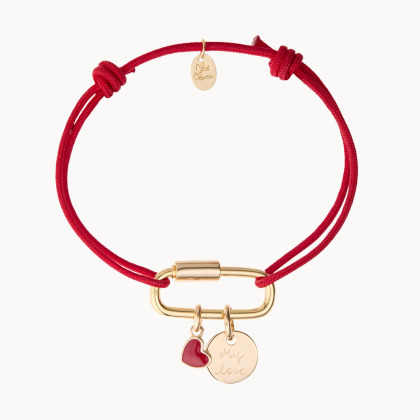 Personalisiertes Valentins Herz Lucky Charm Armbändchen vergoldet merci maman