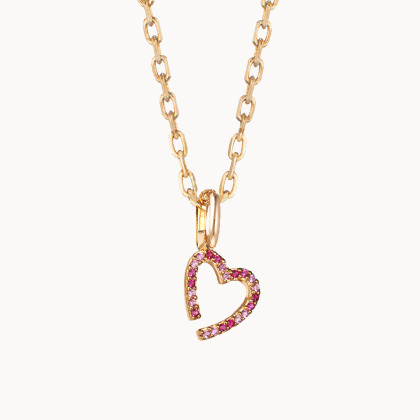 Pink October M Charm Necklace gold plated merci maman