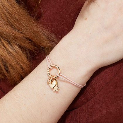 Personalisiertes rundes Lucky Charm Armbändchen vergoldet merci maman