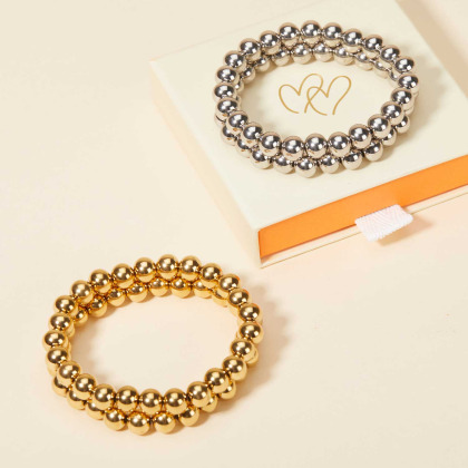 Bracciale con perline tonde in acciaio  merci maman