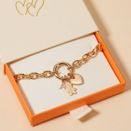 Personalisiertes rundes Lucky Charm Armband vergoldet merci maman