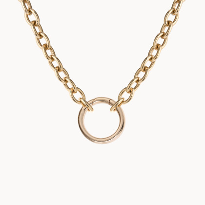 Collar personalizado con Amuleto de la Suerte circular baño de oro merci maman