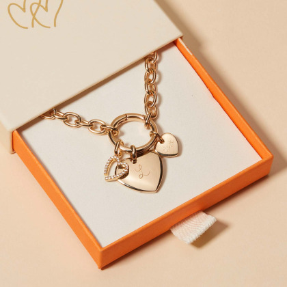 Collar personalizado con Amuleto de la Suerte circular baño de oro merci maman