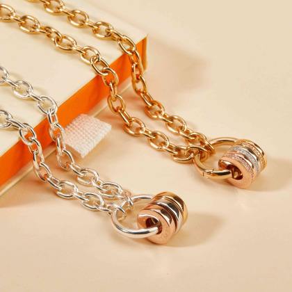 Personalised Round Lucky Charm Unity Necklace gold plated merci maman
