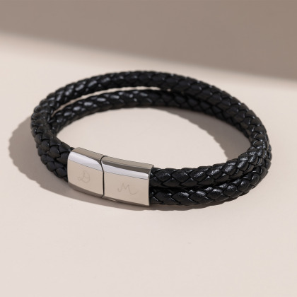 men's personalised double leather bracelet merci maman