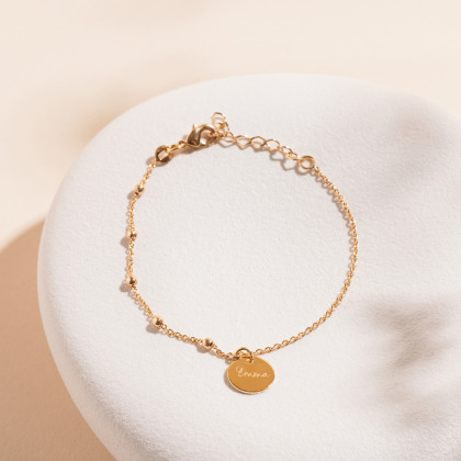 Pulsera personalizada de cuentas y cadena mixta bano de oro merci maman