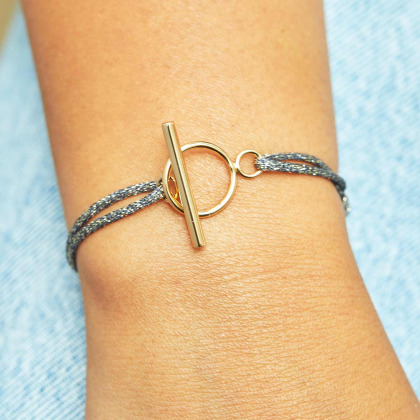 Glitzerndes T-Bar Armband vergoldet merci maman