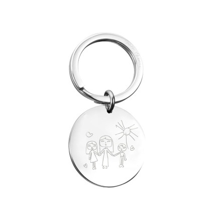 Drawn By You - Large Personalised Keyring in Stainless Steel merci maman