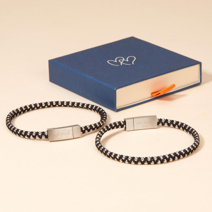 Pulsera personalizada de acero y cuero con cierre magnético para hombre merci maman