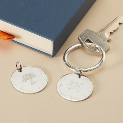 Personalisierter Schlüsselanhänger mit Symbol Sterlingsilber merci maman