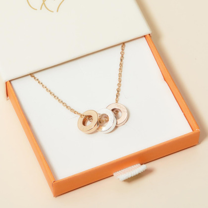 Personalisierte Unity Trio Halskette vergoldet sterlingsilber merci maman