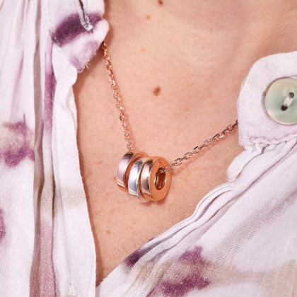 Personalisierte Unity Trio Halskette vergoldet sterlingsilber merci maman