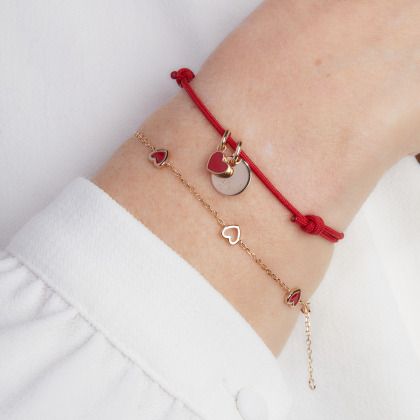 Pulsera personalizada con medalla San Valentín baño de oro merci maman