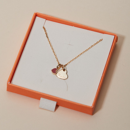 Personalized Valentine's Heart Necklace gold plated merci maman