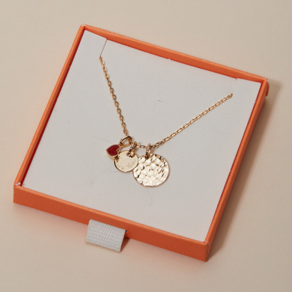 Personalised Valentine's Mini Double Disc Necklace gold plated merci maman