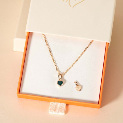 Collar personalizado con corazón y piedra de nacimiento baño de oro merci maman