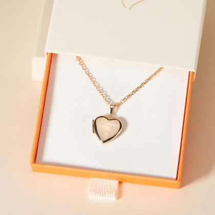 Collier Médaillon Secret Cœur personnalisé plaqué or merci maman