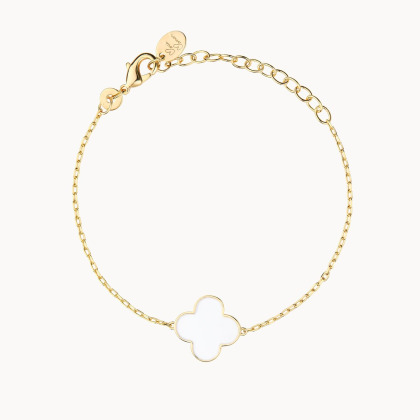 Bracelet sur chaîne personnalisé Croix Romane en émail plaqué or merci maman