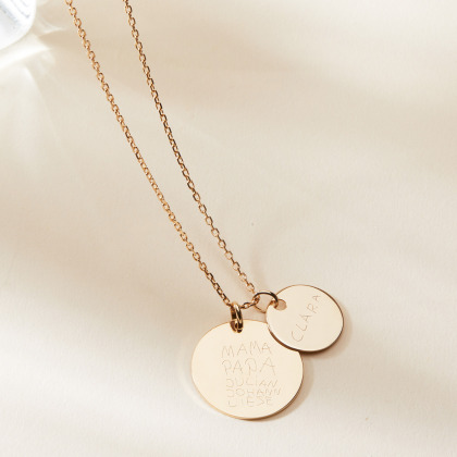 Votre Écriture - Collier Double Disque gold plated merci maman