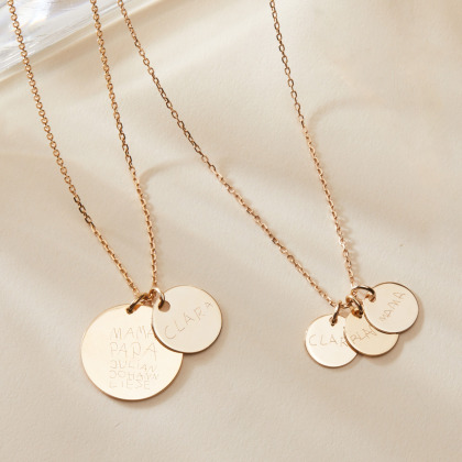 Votre Écriture - Collier Double Disque gold plated merci maman