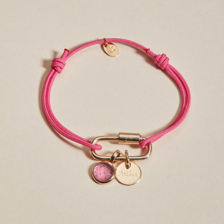 Personalisiertes Lucky Charm Geburtsstein Armbändchen vergoldet merci maman