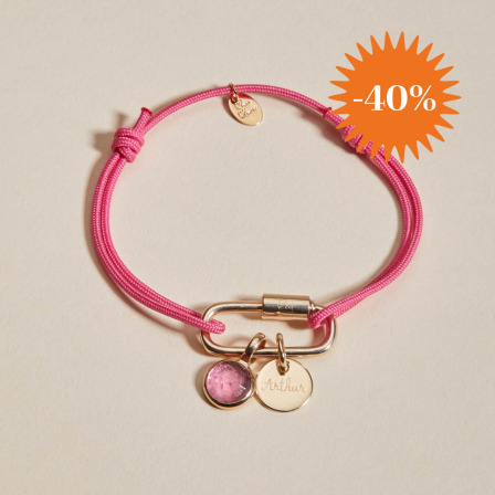 Personalised Lucky Charm Birthstone Braid Bracelet gold plated merci maman