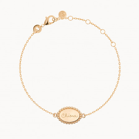 Personalised Oval Beaded Chain Bracelet-18K Gold Plated