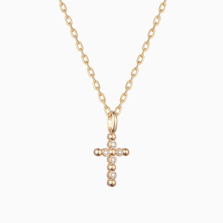 Collana con croce di perline placcato in oro merci maman