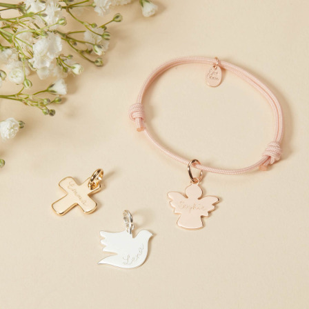 Personalised Christening or Communion Bracelet. gold plated merci maman