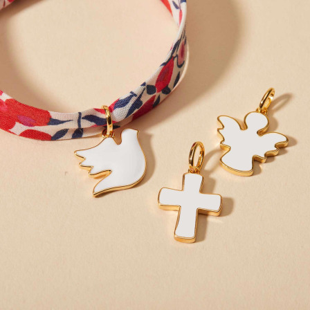Bracciale personalizzato Liberty di smalto per il battesimo o la comunione placcato in oro merci maman