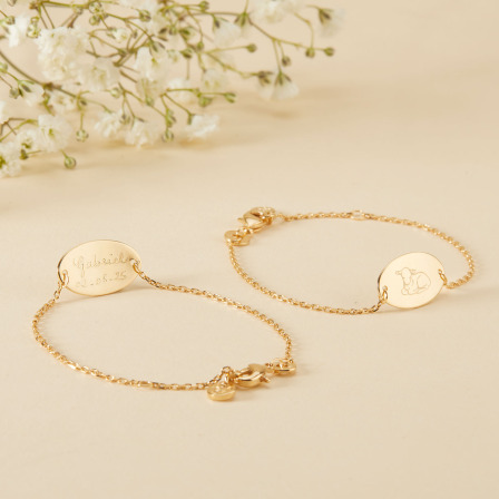 Bracelet Gourmette personnalisé Baptême ou Communion plaqué or merci maman