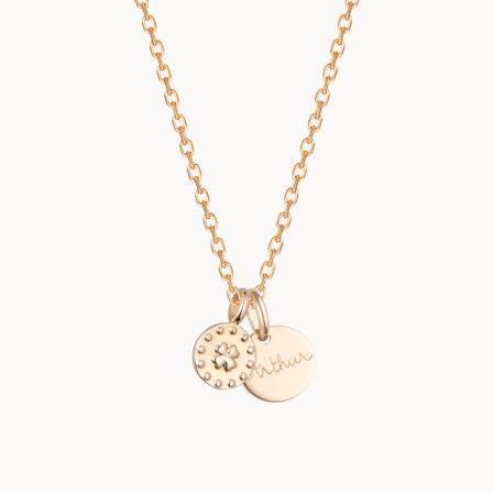 Collar personalizado Trébol baño de oro merci maman