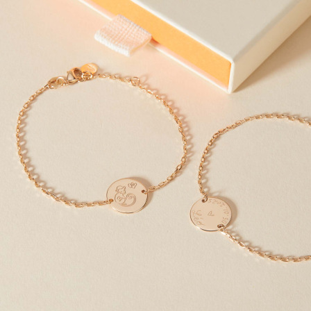 Bracelet personnalisé sur chaîne Signe Astrologique chinois plaqué or merci maman