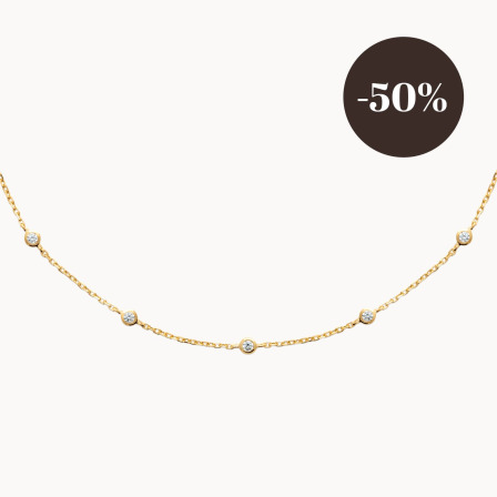 Crystal Solitaire Necklace gold plated merci maman