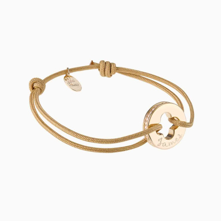 Pulsera personalizada Unión con cruz de trébol Cristal Baño de oro Merci Maman