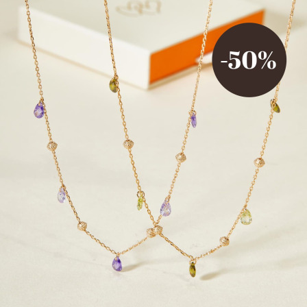 Crystal Drop Necklace gold plated merci maman